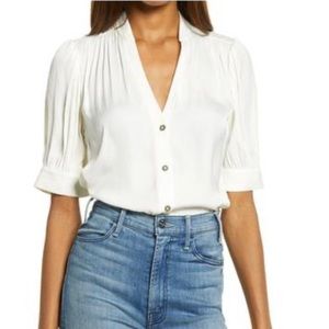 Treasure & Bond V-neck button up blouse